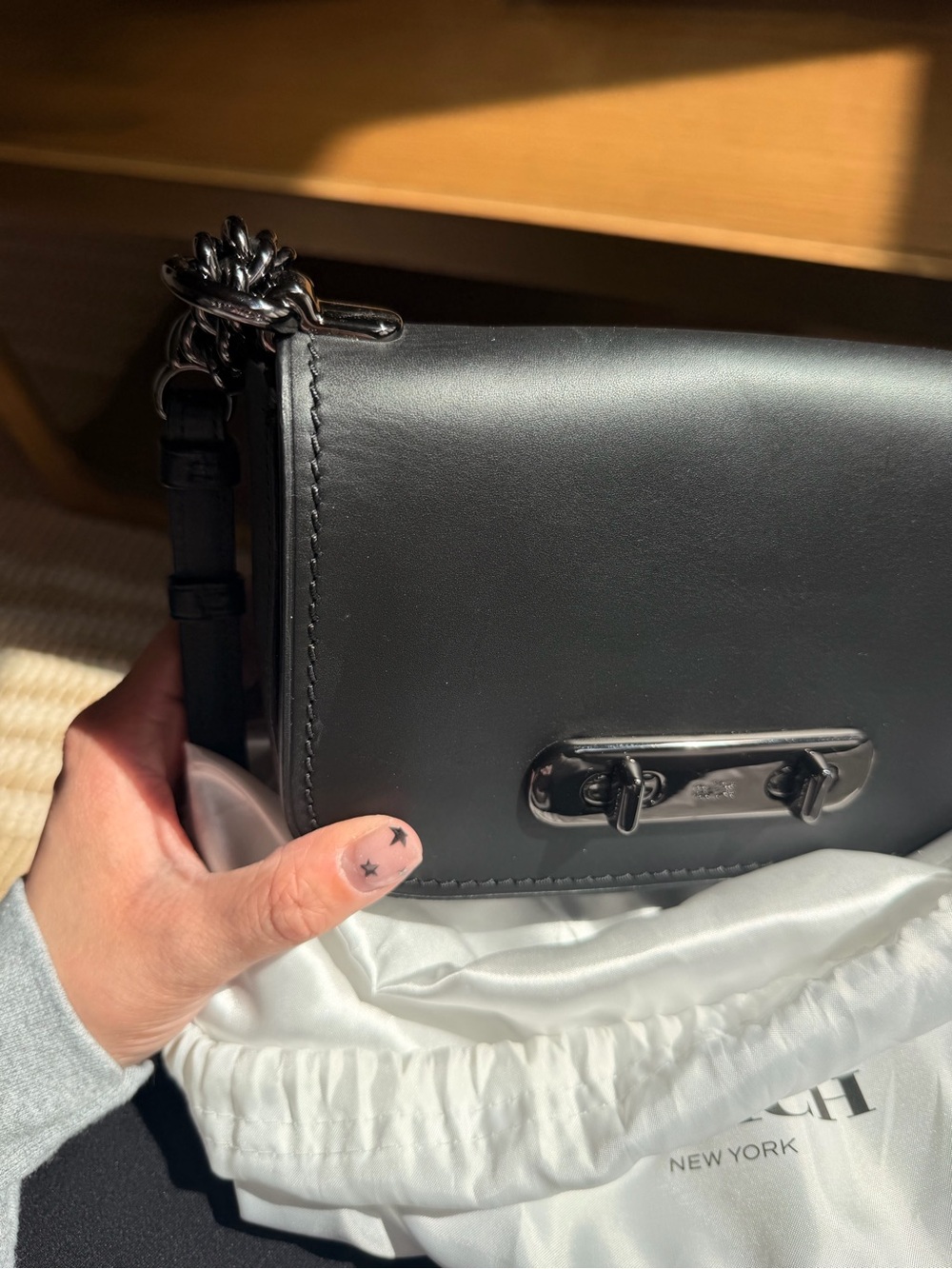 Coach Retail 2018 Black Leather Chain Strap Crossbody/ shoulder bag - Picture 4 of 5